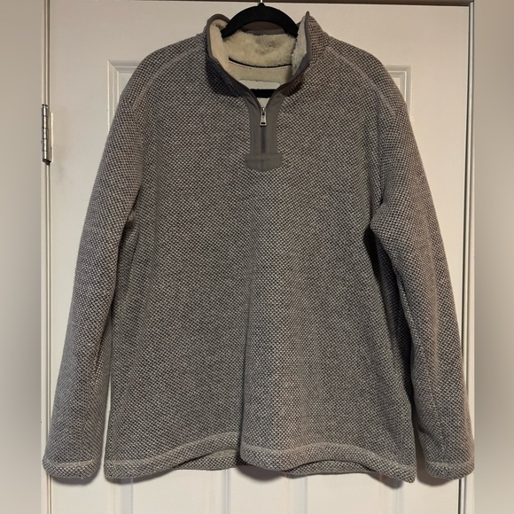 Orvis Sherpa Lined Gray Quarter-Zip Sweater, size XL - Picture 2 of 11